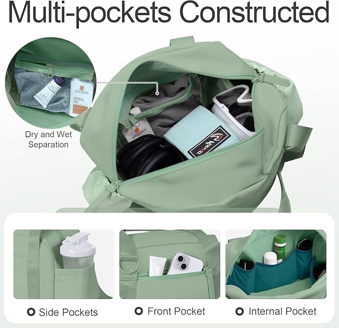 Small Gym Bag 14 inch for Women & Men Mini Gym Duffel Bag with Wet Compartment Waterproof Travel