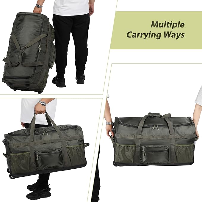 REDCAMP 85L/120L/140L Foldable Duffle Bag with Wheels, Large Travel Duffel Bag