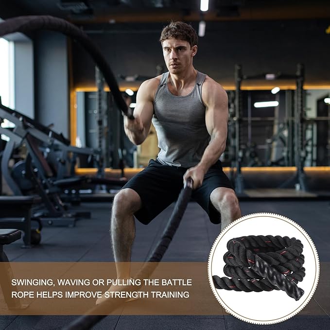 MECCANIXITY Battle Rope 10ft x 2 Inch Polyester Workout Rope Heavy Fitness Exercise Rope for
