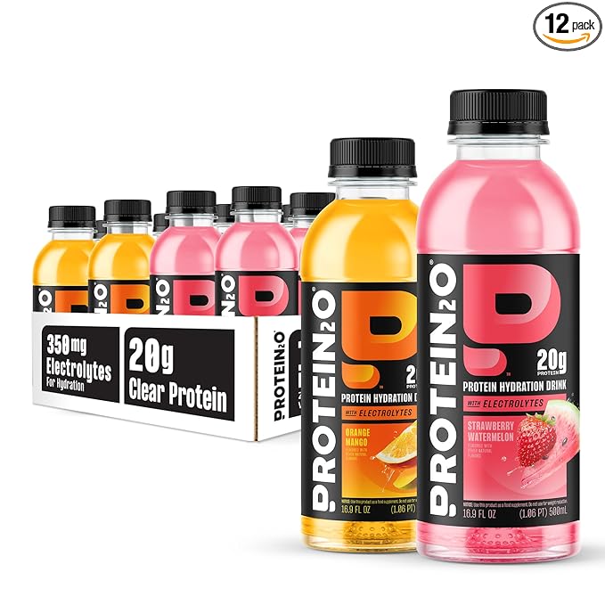 Protein2o Hydration Drink - 2-in-1 Liquid Clear Whey Protein Isolate and Electrolyte Drink - 20g