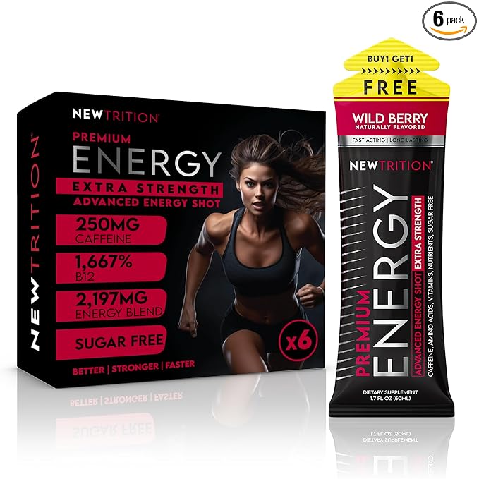 NewTrition® Extra Strength Energy Shots, 250mg Caffeine Energy Shots with Vitamin B & Amino Acids
