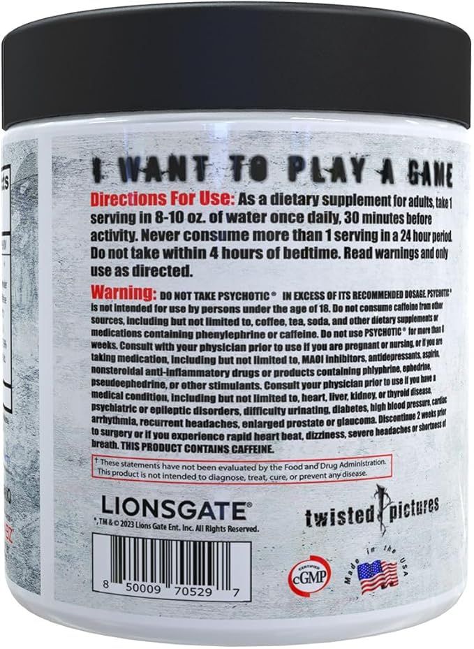 Insane Labz Psychotic Saw, High Stim Pre Workout Powder with OxyGold­??and AMPiberry®,Extreme