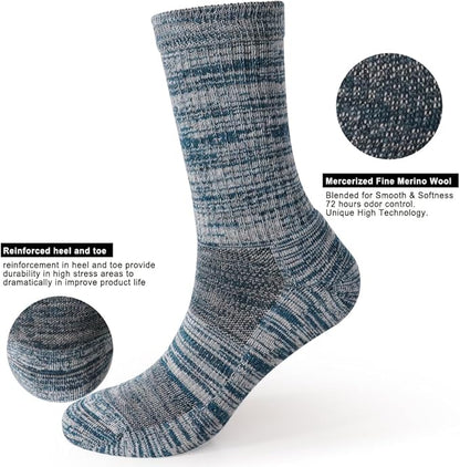 EnerWear 4 Pack Women's Merino Wool Outdoor Hiking Trail Crew Sock