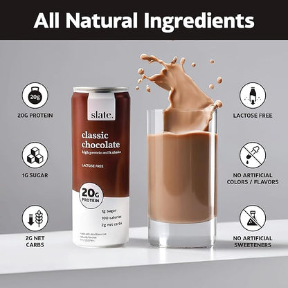 Slate Milk - High Protein Milk Shake - Chocolate Variety Pack - Chocolate, Dark Chocolate, Mocha