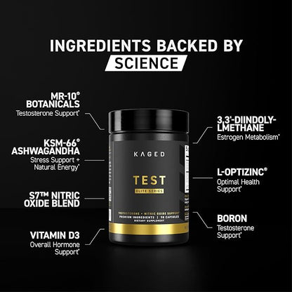 Kaged Test Elite Capsules | Unflavored | Testosterone Booster Ferodrox | Premium Hormone Managment