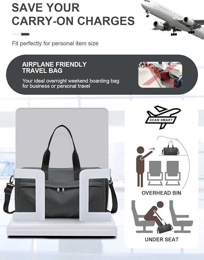 Gym Duffle Bag with Shoe Compartment for Women Men Sports Workout Carry on Weekend Overnight Bag
