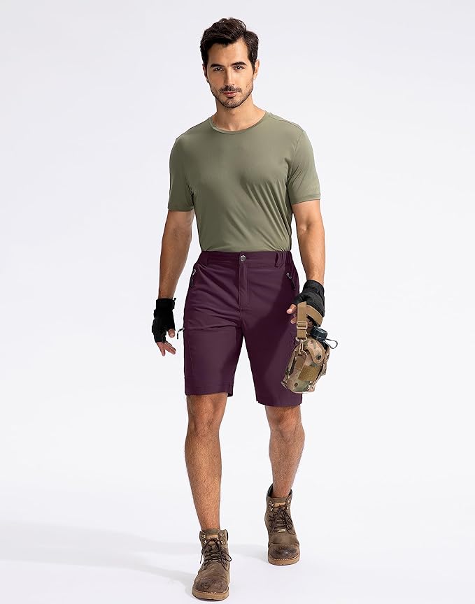 Pudolla Men's Hiking Cargo Shorts 9" Lightweight Outdoor Work Shorts for Men Travel Golf Camping