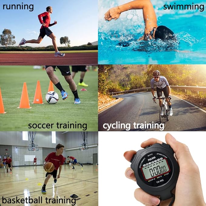Stopwatch Timer Lap Split Digital Stopwatch with Clock Calendar Alarm, Large Display Stop Watch for
