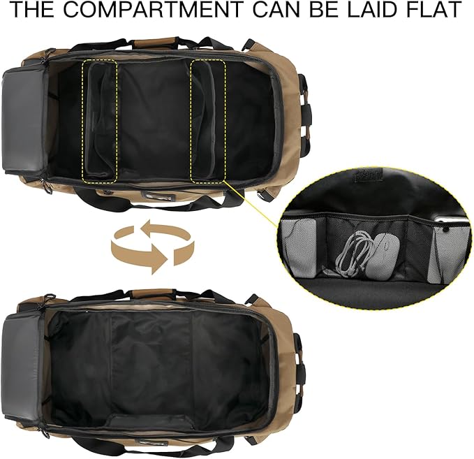 TUGUAN Extra Large Travel Duffle Bag Backpack for Men with Adjustable Dividers 120L Big Weekend