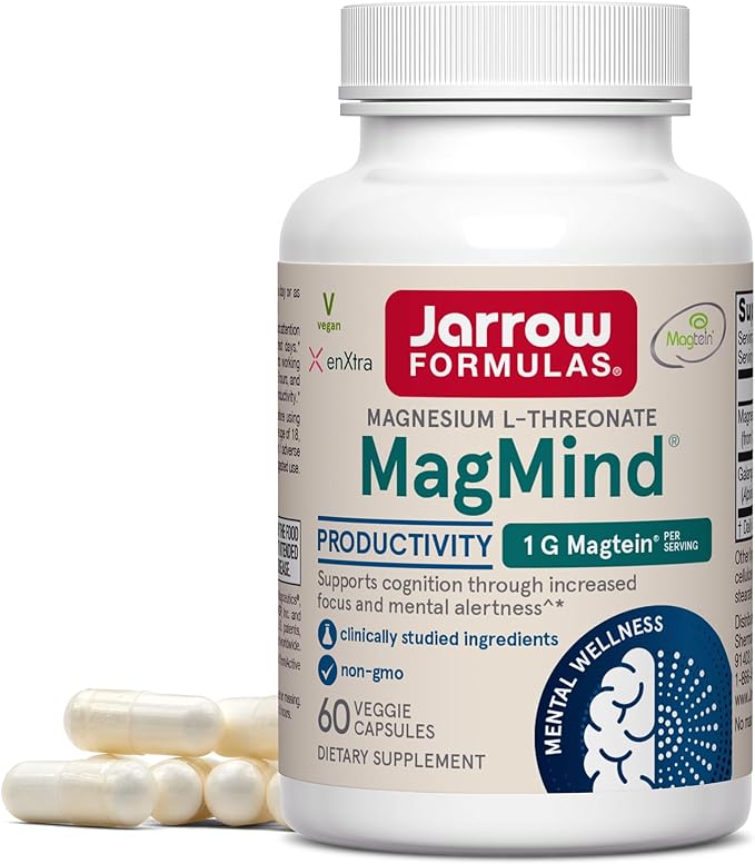 Jarrow Formulas Magnesium L-Threonate, MagMind Productivity, High Absorption Magnesium, Brain