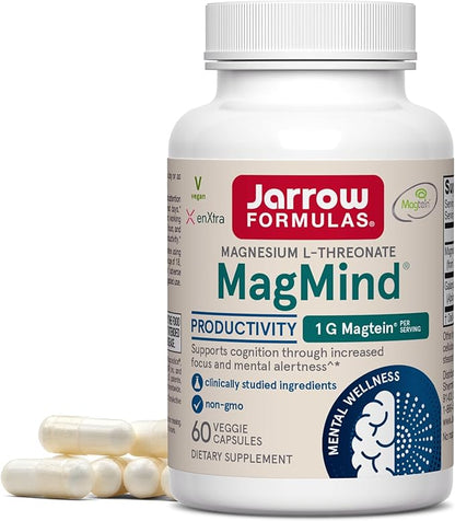 Jarrow Formulas Magnesium L-Threonate, MagMind Productivity, High Absorption Magnesium, Brain