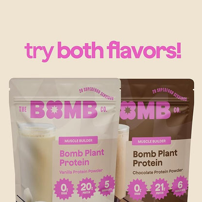 The Bomb Co. Bomb Plant Protein, Protein Powder with 21g Protein, Amino Acids, Zero Sugar, Pea