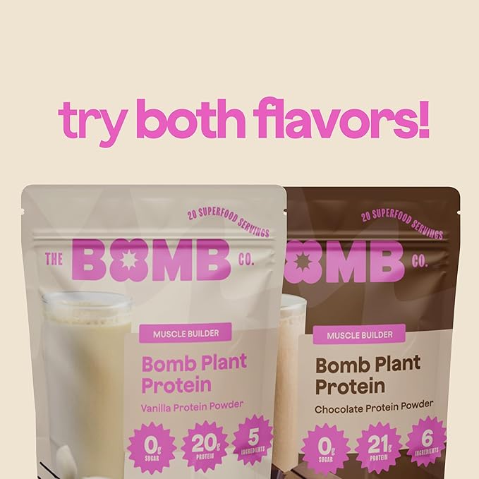 The Bomb Co. Bomb Plant Protein, Protein Powder with 20g Protein, Amino Acids, Zero Sugar, Pea
