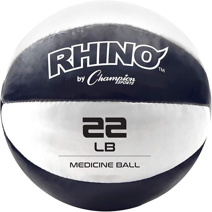 Champion Sports Exercise Medicine Balls, Leather with No-Slip Grip - Weighted Med Ball Set for