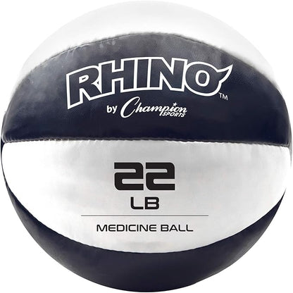 Champion Sports Exercise Medicine Balls, Leather with No-Slip Grip - Weighted Med Ball Set for