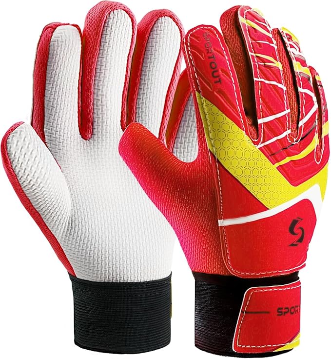 Sportout Kids Goalkeeper Gloves, Soccer Gloves with Double Wrist Protection and Non-Slip Wear