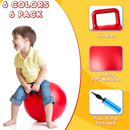 Lewtemi 6 Pcs Hopper Ball Carnival Outdoor Games 15 Inch Jumping Hopping Inflatable Bouncing Ball