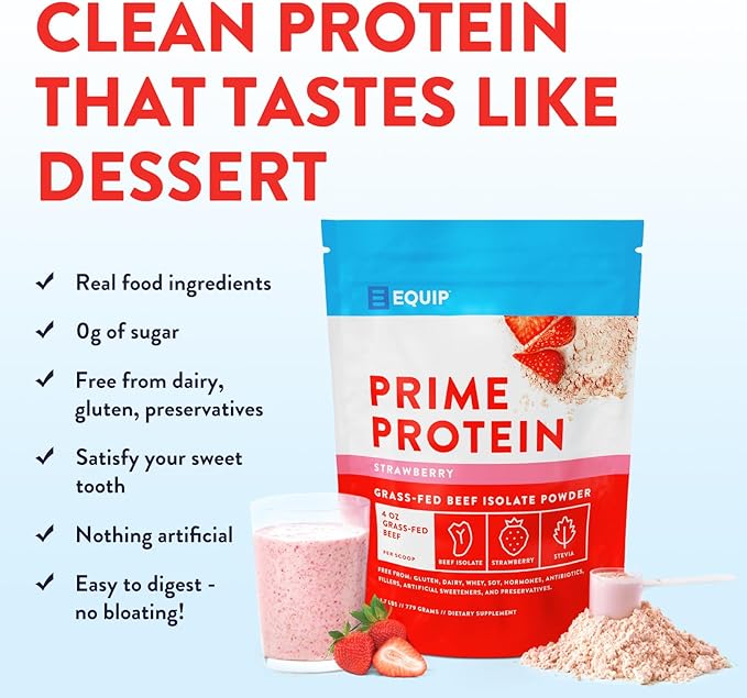 Equip Foods Prime Protein Powder | Clean, Grass Fed Beef Protein Powder | Carnivore Protein Isolate