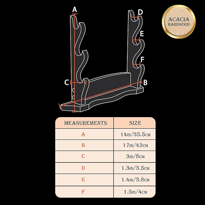 Mythrojan Medieval Sword Stand Solid Wood Horizontal Display Rack for Katana, Samurai, Gladiator