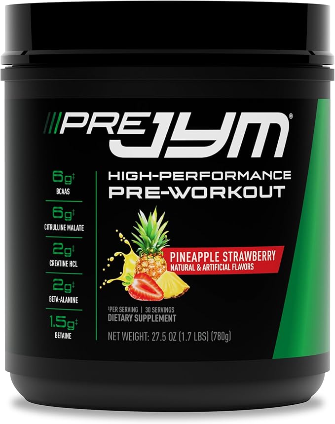 JYM Supplement Science Pre JYM Pineapple Strawberry Pre Workout Powder for Men & Women, BCAAs