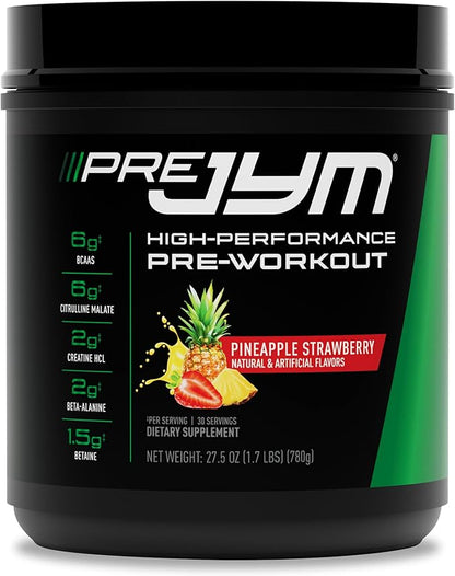 JYM Supplement Science Pre JYM Pineapple Strawberry Pre Workout Powder for Men & Women, BCAAs