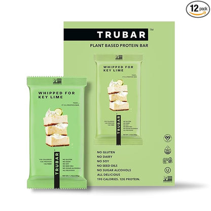 TRUBAR Vegan Protein Bar, Whipped for Key Lime, Gluten Free, Plant Based, High Fiber, Dairy Free