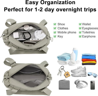 CAMTOP Mini Gym Bag for Women, Small Gym Tote Bag Puffy Quilted Sports Duffel Bag with Wet