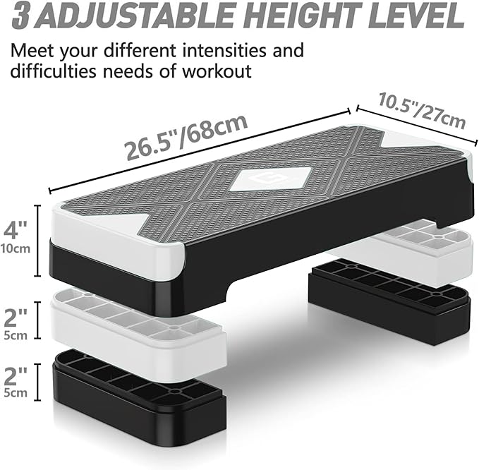 Aerobic Exercise Step, Adjustable Aerobic Stepper for Exercise, Workout Step Platform for Step Up