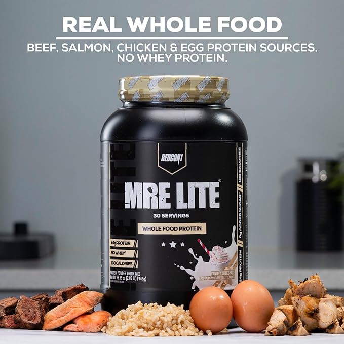 REDCON1 MRE Lite Whole Food Protein Powder, Cookies N' Cream - Low Carb & Whey Free Meal