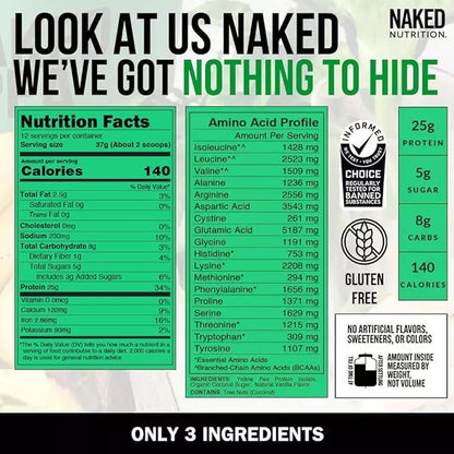 Vanilla Pea Protein Isolate from North American Farms, Only 3 Ingredients, Vanilla Vegan Protein
