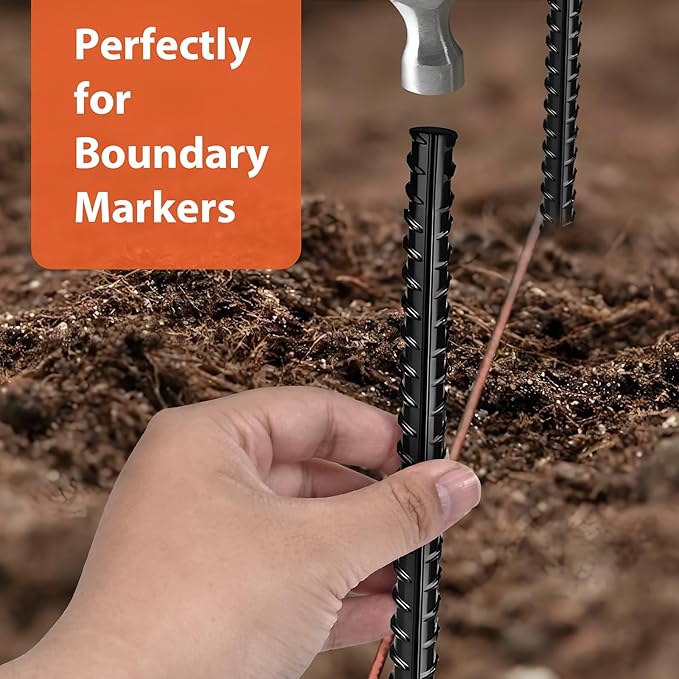 16 inches Rebar Stakes 24-Pack Straight Metal Stakes Heavy Duty 5/16" Diameter Ground Stake for