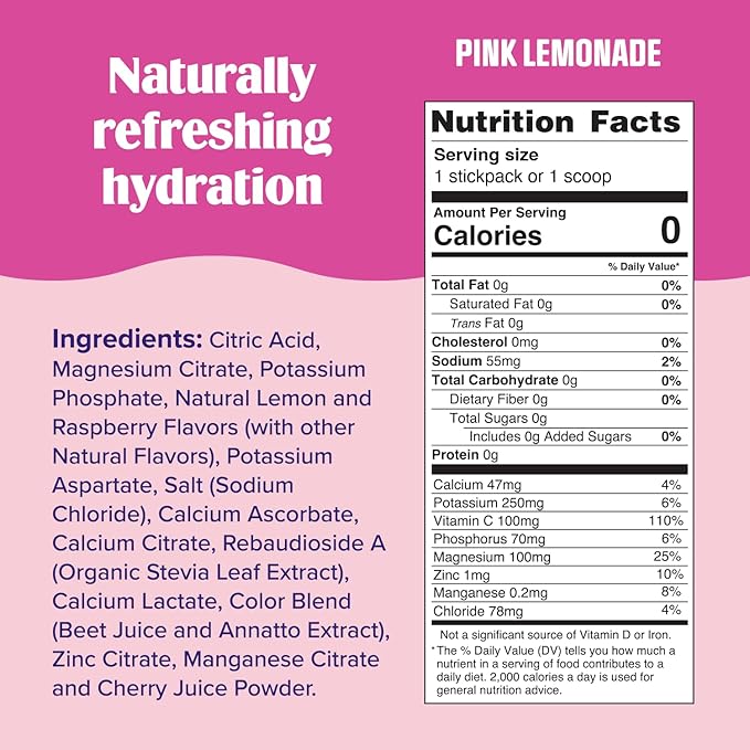Ultima Replenisher Daily Electrolyte Powder Drink Mix – Sugar Free – Pink Lemonade, 90 Serving