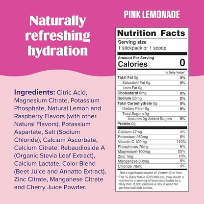 Ultima Replenisher Daily Electrolyte Powder Drink Mix – Sugar Free – Pink Lemonade, 90 Serving
