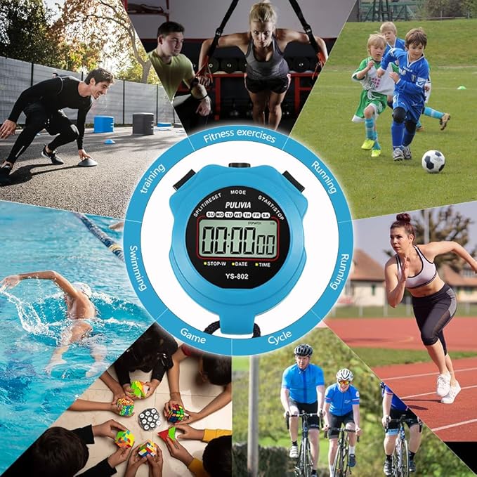 Stopwatch Timer Lap Split Digital Stopwatch with Clock Calendar Alarm, Large Display Stop Watch for
