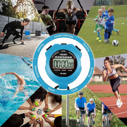 Stopwatch Timer Lap Split Digital Stopwatch with Clock Calendar Alarm, Large Display Stop Watch for