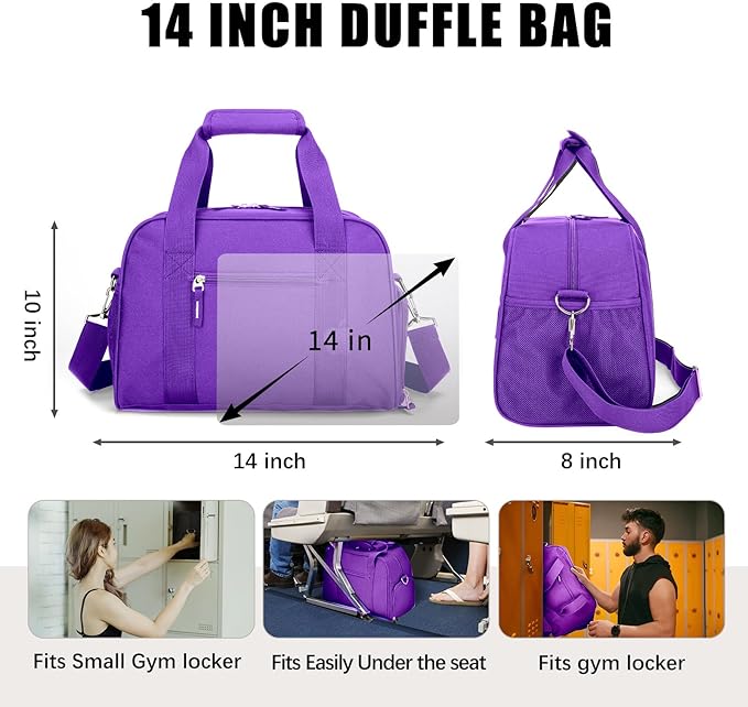 SeaRock 14 inch Small Gym Bag for Women & Men - Mini Duffle Bag Weekender & Overnight with Shoe