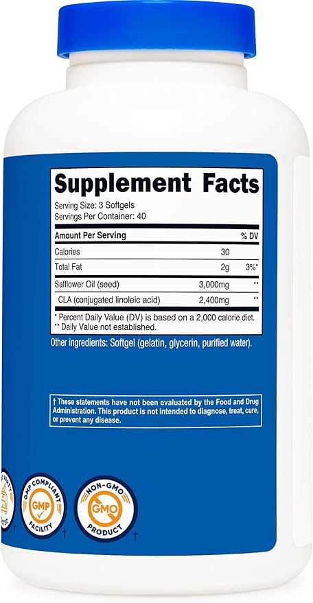 Nutricost CLA (Conjugated Linoleic Acid) 2,400mg, 120 Softgels - Gluten Free, Non-GMO, 800mg Per