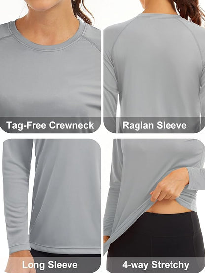 MAGCOMSEN Women's 2 Pack Long Sleeve Shirts UPF 50+ Sun Protection Quick Dry Swim Shirt for Rash