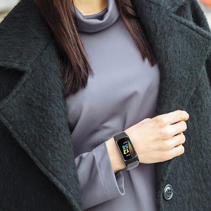 Braided Band Compatible with Fitbit Charge 6/Fitbit Charge 5, Soft Nylon Solo Loop Adjustable