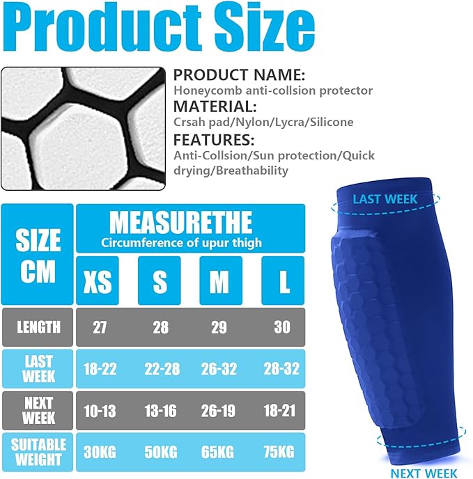 Soccer Shin Guards Shin Pads for Kids Youth Adult, Calf Compression Sleeve with Honeycomb Pads