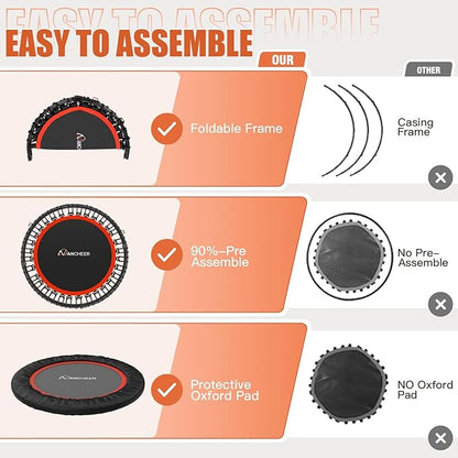 Bungee Rebounder Trampoline,ANCHEER 40" Foldable Fitness Trampoline with 4-Level Adjustable