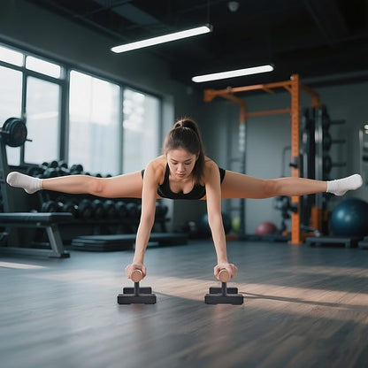 1 Pair Wood Floor Push Up Bars for Men, Anti-slip Handstand Parallettes Bars, Strength Training