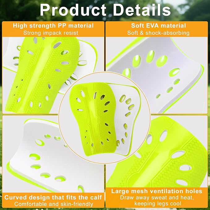 2 Pairs Shin Guards Soccer for Kids,Shin Pads Extra Lightweight Breathable Slide in Shin Guard for