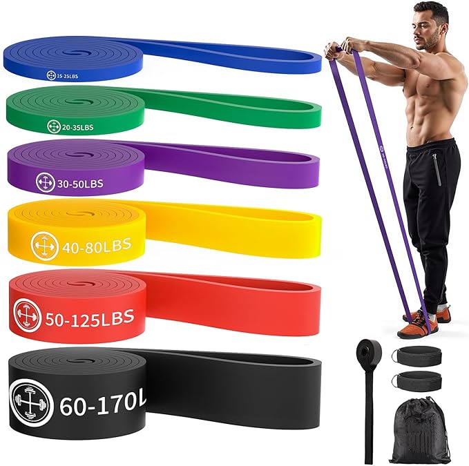 Exercise Bands，Set of 6 Resistance Bands for Working Out,Pull Up Bands Set,at Home Workout