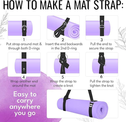 TECEUM Yoga Strap & Mat Strap – 2 IN 1 – Cotton – 6 ft 8 ft 10 ft (30+ colors) – Adjustable