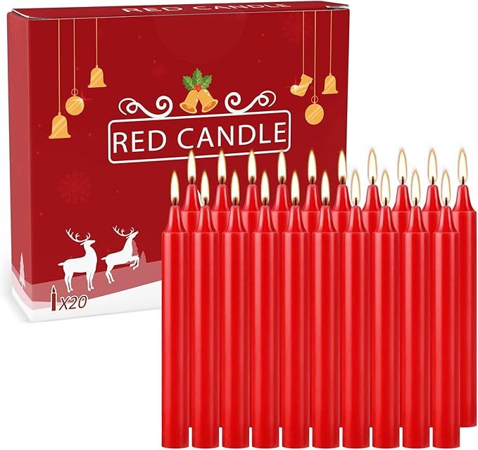 Set of 20 Red Candles ?“Spell Chime Candles for Christmas,Household, Wedding, Rituals, Prayer