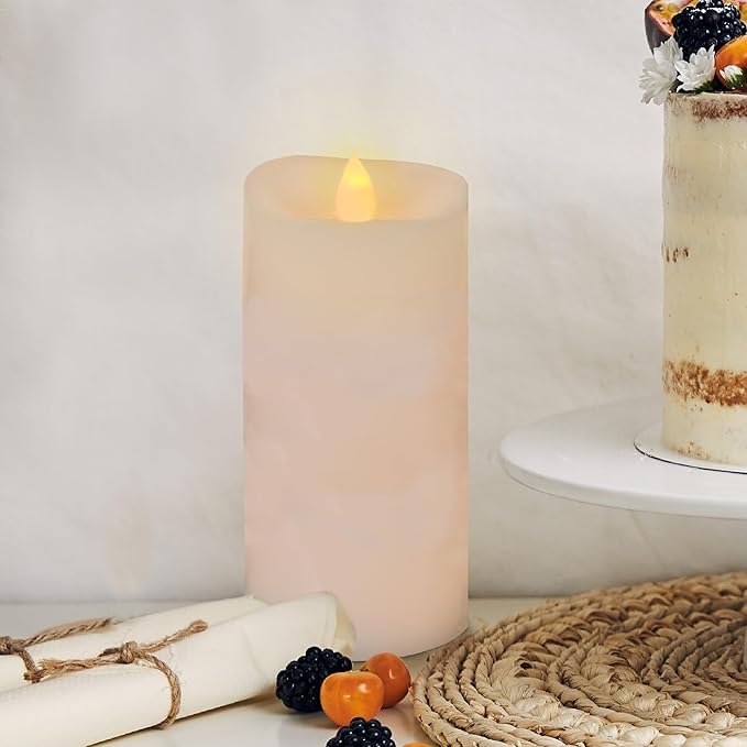 3x6 Flickering Flameless Candles Set of 1,6 inch Real Wax LED 600 Hours Battery Candles with Timer