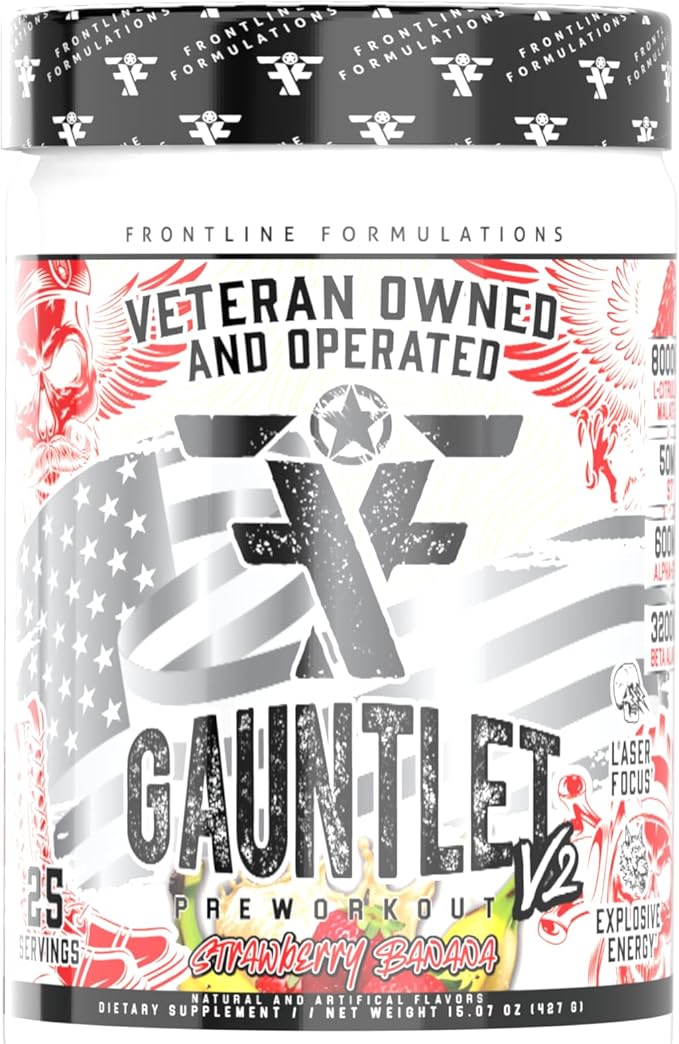 Gauntlet Pre-Workout Powder, Explosive Workouts, Laser Focus, Mid Stim, Amazing Flavor, Veteran