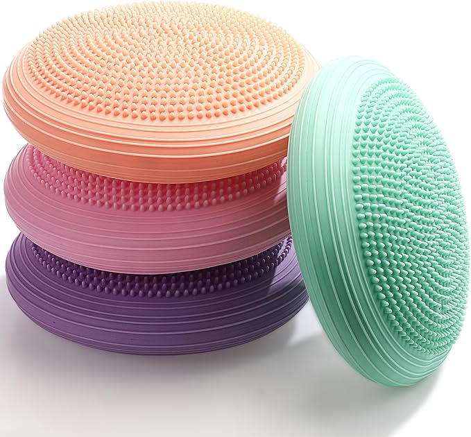 Libima 4 Pcs Wiggle Seat Inflated Wobble Cushion for Sensory Kid 13 Inches Balance Disc Flexible