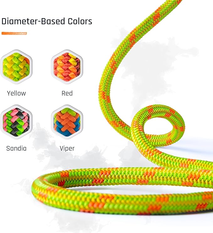 Pelican Rope Arborist Rope 11.8mm x 150Ft High-Strength 24-Strands Static Climbing Rope | 5,400 lb